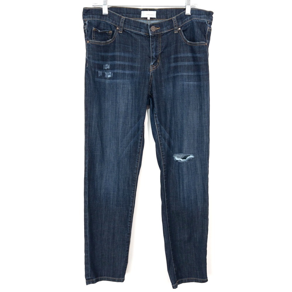Halogen Girlfriend Jeans Womens Size 28 Mid Rise Distressed Dark Wash‎
